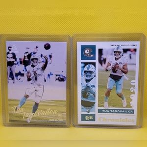 (2) Rookie Tua Tagovailoa cards.  Dolphinstrading cards Superstar QB / A…